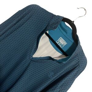 Googan Squad Mens 2XL Performance Quarter Zip Fishing Shirt Teal Patterned XXL